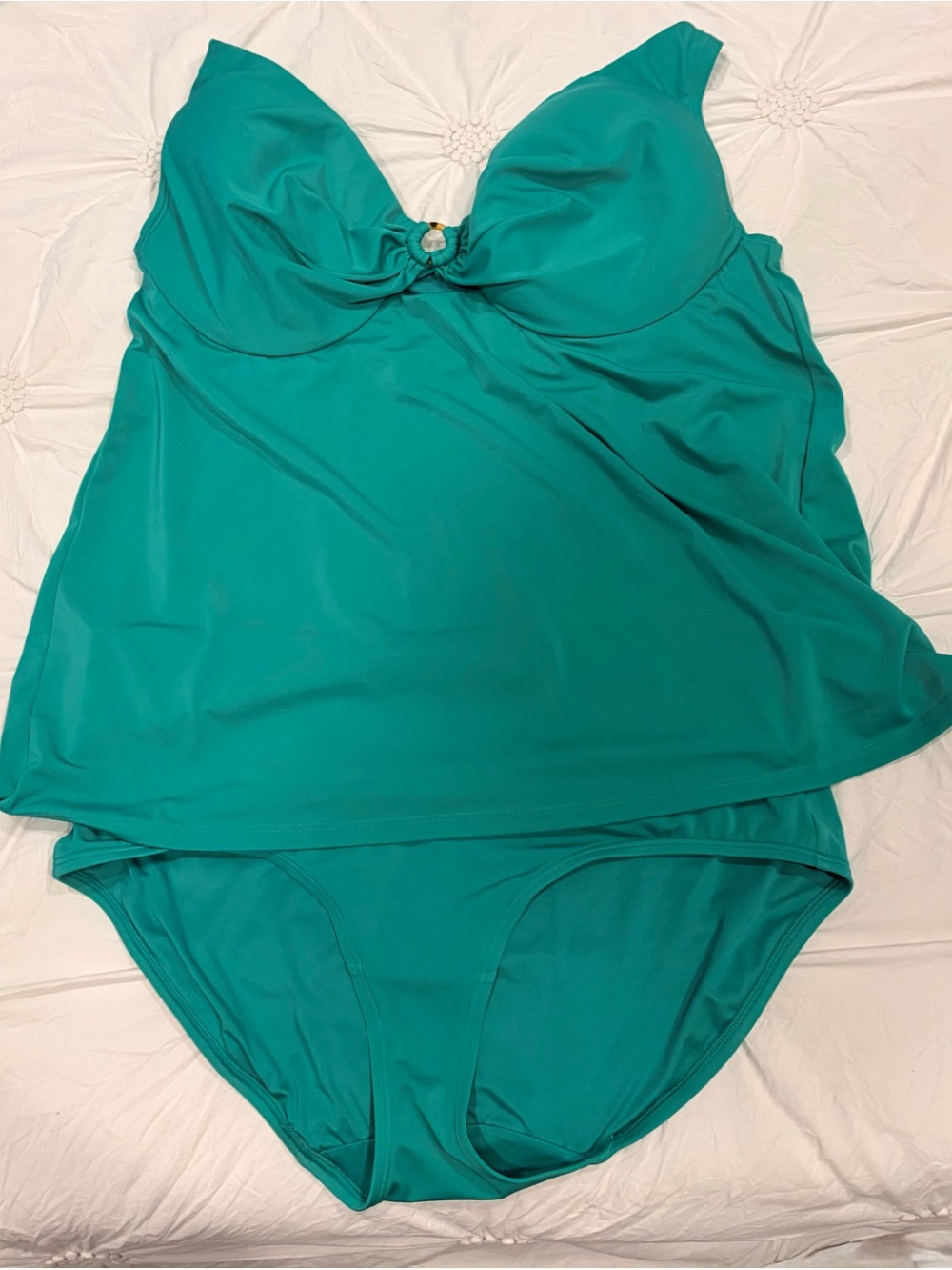 Cacique Tankini Swim Top 40F with High Waisted Brief Bottoms 16